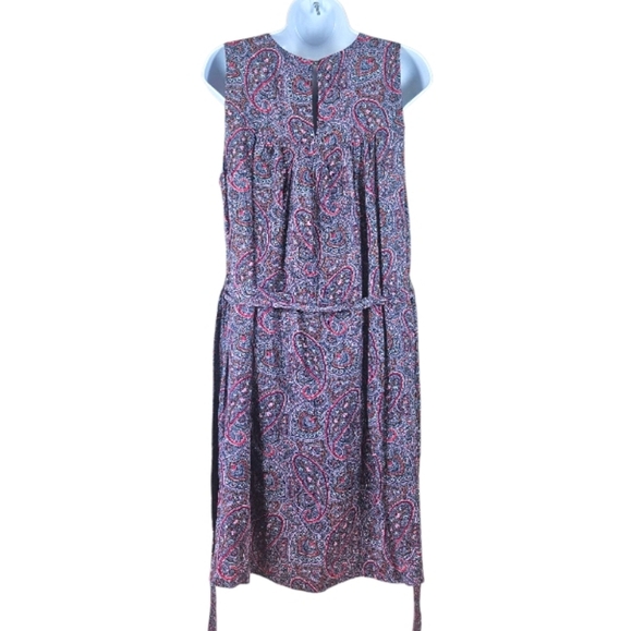 NWOT Gap red purple floral shirred swing dress Womens Medium - Picture 4 of 11